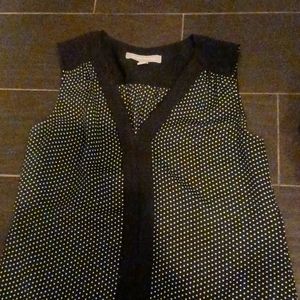 Sleeveless top sheer material with polka dots